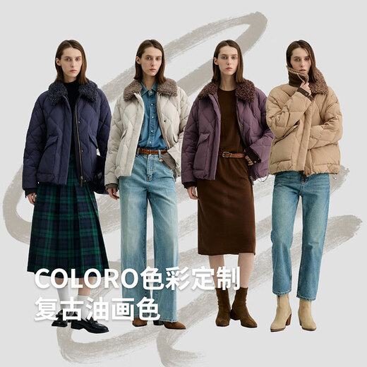 Bingjie BINJORA 25 Winter 95 Plush Collar Bath Style Down Jacket Women's Short J5400JI40 Star Style Wood Shadow Brown Star Style XS 155/80A Weight Approximately 45-60KG