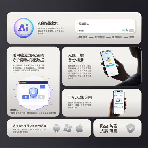 Lenovo mobile mechanical hard drive AI intelligent search automatic backup encryption 3.5-inch 16TB large capacity desktop home office PHDD external storage mobile hard drive P9