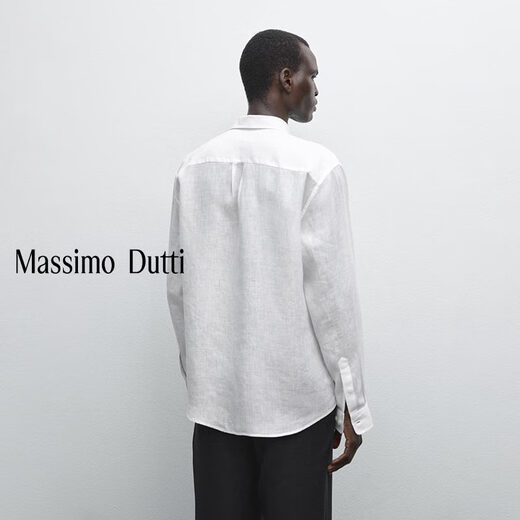 Massimo Dutti discount upgrade 2026 men's casual style simple and versatile standard version linen shirt men's long sleeve 00131726 white M (CN 180/96A) size is too large