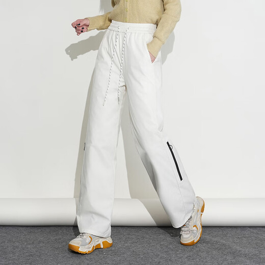 Flying in the snow, new style down pants for men and women, winter warm ski overalls, outdoor straight pockets, white XL 175/80A