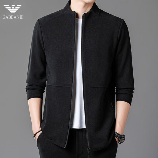 AX Armani Armani men's casual sports suit autumn and winter new thickened warm stand-up collar cardigan sweatshirt two-piece set GA/2319 black (stand-up collar single top) S 165/84A