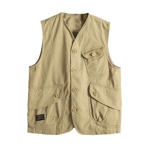 Amerikanische Arbeitsweste aus reiner Baumwolle mit mehreren Taschen für Paare, Weste für Herren, Schwarz XL