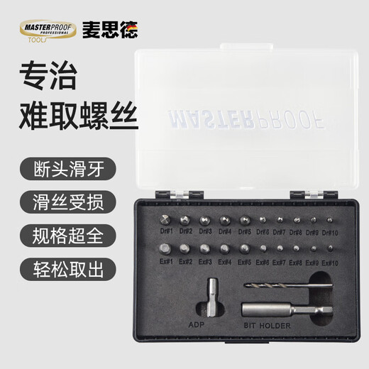 MASTERPROOF broken-head screw wire remover 27-piece set screw sliding thread broken-head laptop computer small screw removal tool
