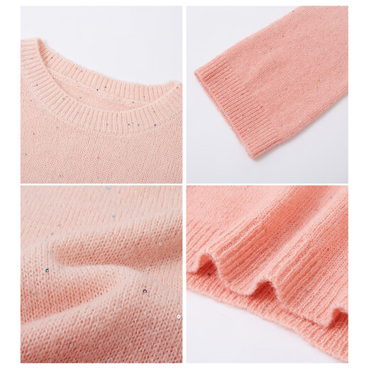 Demana Tyndall hanging dye gradient autumn sheep wool sequin yarn round neck loose temperament sweater women's top