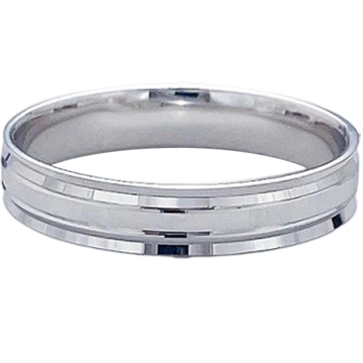 Laofu gold platinum solid solid CNC three-ring ring (width is about 3.8-4.2) Mother and lover’s birthday Mid-Autumn Festival gift Platinum solid solid CNC three-ring ring (about 4.75g)