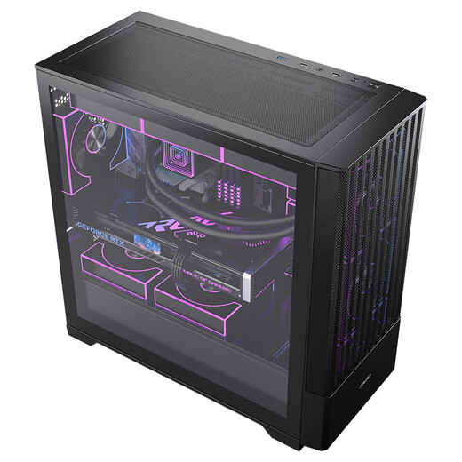 半岛铁盒（PADO）W3黑色游戏电脑台式机主机箱 （11风扇位强散热/360水冷/MATX主板/滑玻侧板/5槽PCIE/兼容5090）