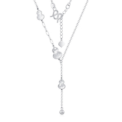 Bank of China Yijin pt950 gourd platinum fashion necklace plain chain versatile clavicle set chain birthday and Mid-Autumn Festival gift for girlfriend Fish scale three gourd set chain weighing about 5.4g