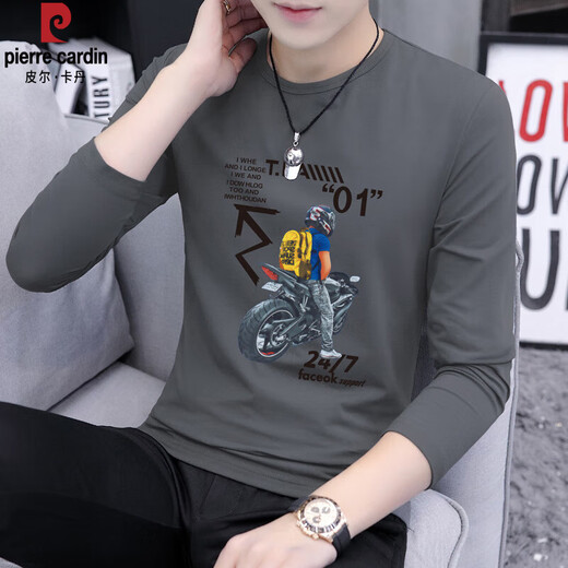 Pierre Cardin Autumn Mode Marke Modal Cotton Herren Langarmes T-Shirt 2025 Neues reines Baumwoll-Innen-Oberteil Runde Hals-Basishemd 9209 Weiß + 9209 Black M.