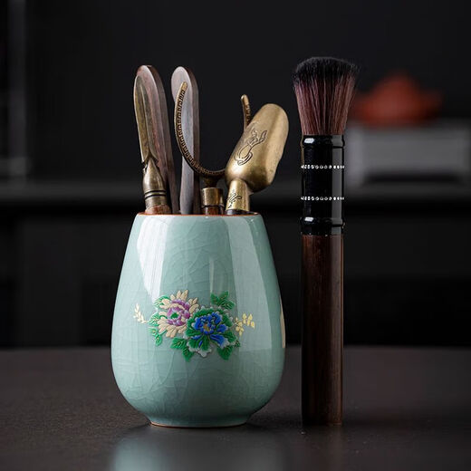 Ru Kiln Tea Ceremony Six Gentlemen Kung Fu Tea Supplies Accessories Ge Kiln Tea Ceremony Tea Making Tools Tea Knife and Tea Clip Set Ge Kiln (She She She She Six Gentlemen)