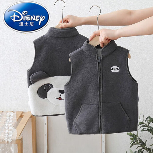 Disney children's velvet vest autumn and winter new style medium and large children's polar fleece vest jacket boys and girls warm green 110 recommended height 100-110cm