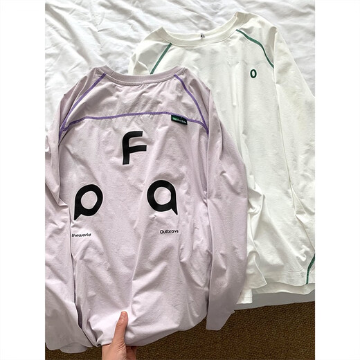 Lifeng Dopamine Outdoor Sports Quick-Drying Clothes Women's Autumn Cityboy Anti-scratch Cycling Clothes Retro Splicing Long Sleeve T-Shirt Milk Blue L