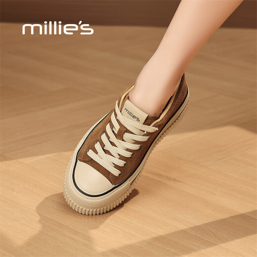 Millies echtes Leder-Cowide Einfacher und komfortabler Leinwandschuhe für Frauen, modische leichte und vielseitige, lässige Schuhe mit dickem Lösern für Frauen, Camel 37