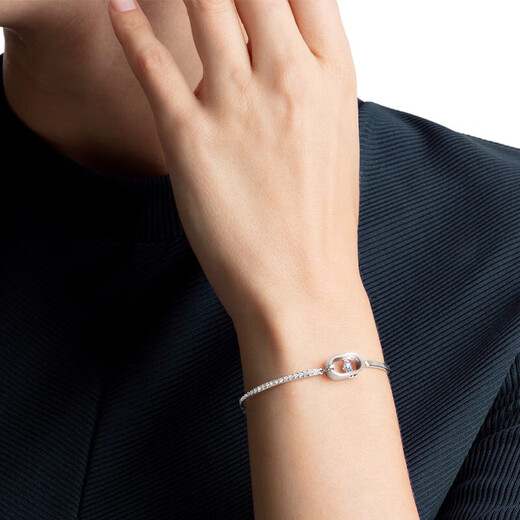 Swarovski (SWAROVSKI) Sparkling Dance beating heart bracelet for women, simple and smart bracelet, gift for girlfriend on Chinese Valentine's Day, silver blue dance 5479120