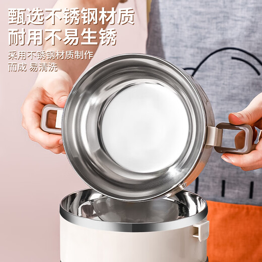 Ye Yu's thickened stainless steel lunch box, large-capacity, microwave-heatable, double-layered, multi-layered with lid for office workers to bring their meals. Main picture. Thickened and upgraded model, microwaveable.