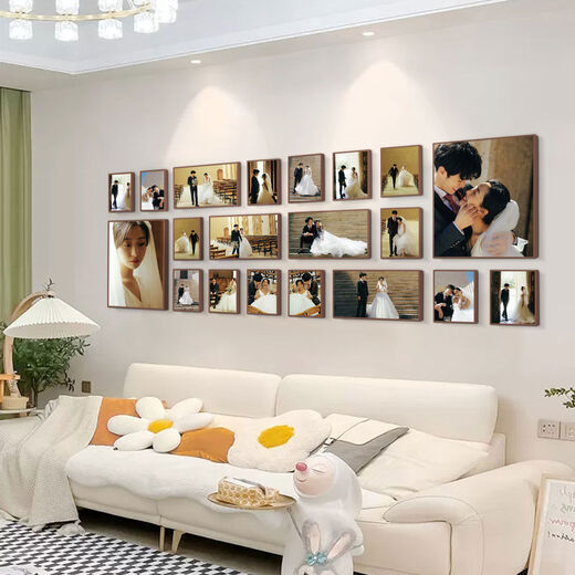 Yusenyi photo wall combination photo frame decoration photo washing photo printing wedding photo living room punch-free creative wedding hanging style K15 frame black border