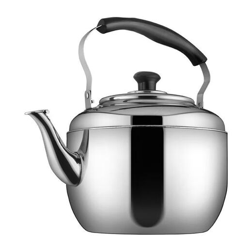 Extra thick stainless steel kettle large capacity whistle kettle teapot household induction cooker gas hot water commercial silver 8L