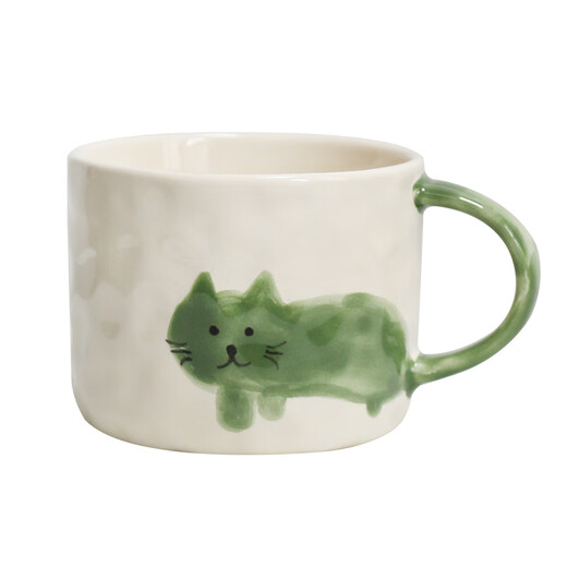 Erstes Konzept Kleine frisch handbemalte Kätzchen Keramik Becher Haus Nachmittag Tee Tee Wasser Tasse Büro Milch Kaffeetasse grüne Kätzchen Teller 15906 klein