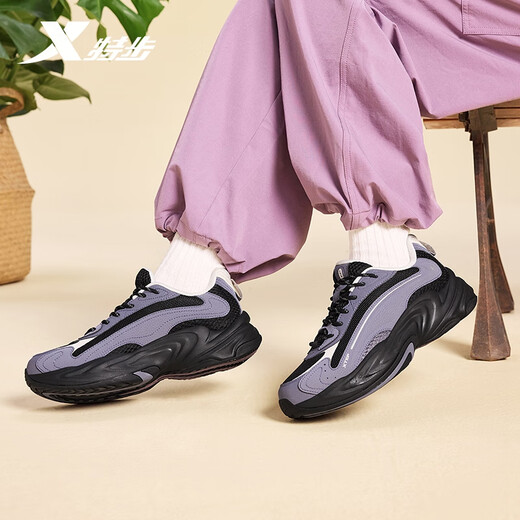 Xtep Migration 2nd Generation丨Women's Shoes Sports Running Casual Dad Shoes Increased Winter Leather Surface Warmth Non-Slip Wear-Resistant Shoes