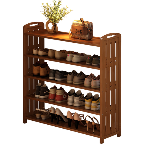 Bamboo Yijia Corridor Entrance Sturdy and Durable Shoe Rack Multi-Function Shoe Storage Rack Retro Multi-layer Small Narrow Dormitory Under Table Shoe Cabinet Brown 6-Layer 80