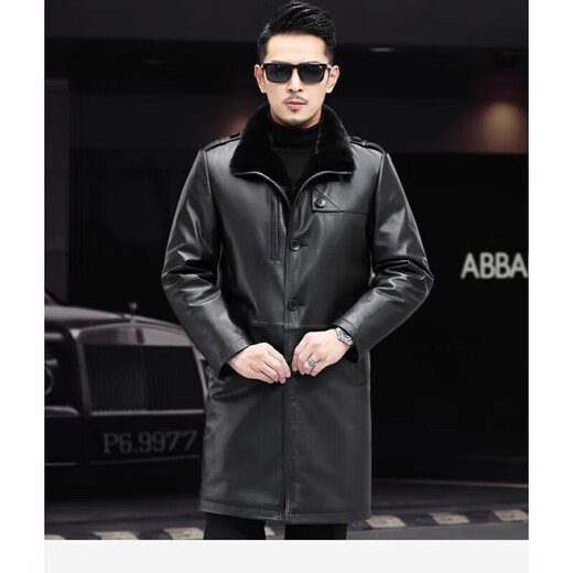 Ipenta International Light Luxury Brand подлинная кожаная одежда Мужская голова слой коровьи куртка Mink Inner Murce Integrated Parka Black-Extectiet Lift Box L 175 50