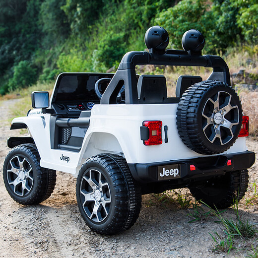 Dake JEEP Jeep authorized children's electric car baby four-wheel four-wheel drive off-road toy children can sit on the remote control car top with white + four-wheel drive