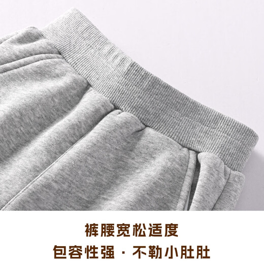 马克华菲儿童冬季保暖摇粒绒外套新款宽松加绒羊胎绒圆领卫衣卫裤套装 纯色咖色（灯芯绒加绒束脚裤） 130