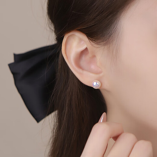 Lao Fengxiang 999 Pure Silver Pearl Earrings Korean Style Starry Sky Symphony Earrings Mermaid Ji Light Luxury Earrings Silver Jewelry Pure Silver Starry Sky Symphony Pearl Earrings (about 10mm) + Certificate + Brand Gift Box