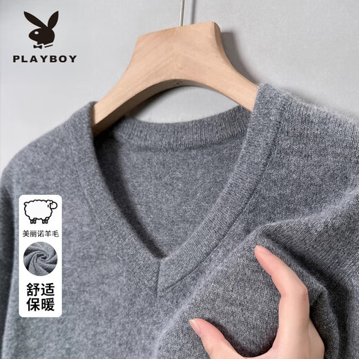 Playboy осень и зимний качественный шерстяной свитер сгущенный внутренний v-образный базовый вязаный свитер куриный кашемировый свитер.