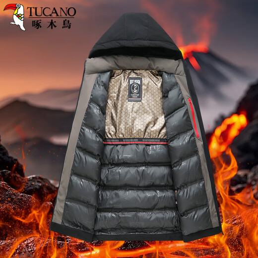Woodpecker (TUCANO) cotton coat men's graphene warm cotton coat jacket middle-aged and elderly detachable cotton jacket casual top men's black 2XL
