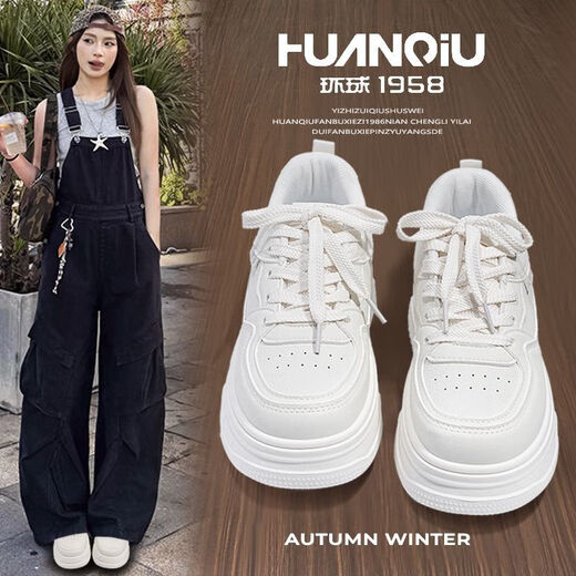 Universal platform white shoes for women 2025 autumn hot style with skirt Korean students original versatile casual shoes and sneakers