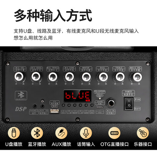 Philips (PHILIPS) SD170MAX 12-inch square dance audio outdoor stage high-power mobile portable trolley speaker wireless Bluetooth high-volume karaoke amplification with dual microphones