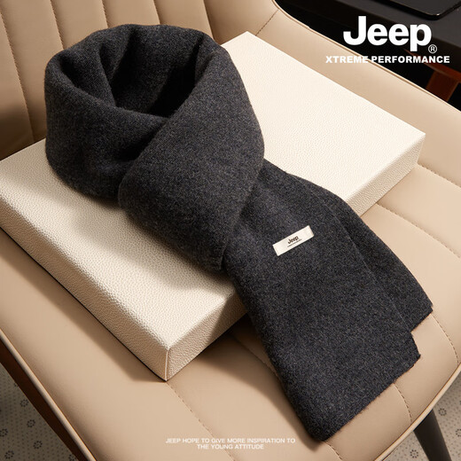 JEEP Jeep Scarf Men's Birthday Gift Gift Box for Boyfriend Winter Warm Knitted Autumn and Winter Scarf Men Dark Gray Gift Box No Specifications