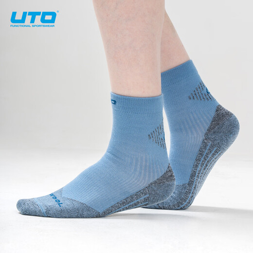 UTO Merino Wool Socks Men's Sports Socks Outdoor Mountaineering Running Sports Socks Classic Black M