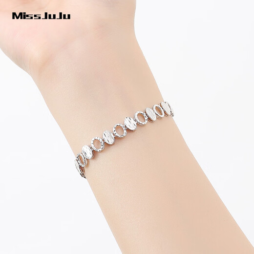 Miss JuJu pt950 platinum colorful shell bracelet for women, fashionable platinum colorful light luxury hand jewelry, weight 10.28 grams, length 16.5cm, width 7mm