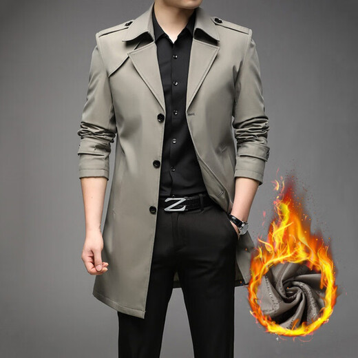 NOSSKISS International Brand Men's Windbreaker Men's Mid-Length Autumn and Winter New Cotton Warm Slim Light Business Korean Style Jacket Black Cotton One Size 2XL