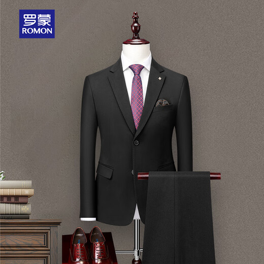 ROMON suit suit men's two-piece high-end tailoring business slim professional formal wedding dress jacket black M
