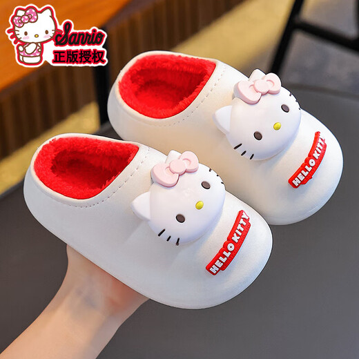 Sanrio 2025 new winter children's cotton slippers girls Kuromi warm parent-child waterproof cotton slippers purple Kuromi (heel included) 12 28/29 size (shoe inner length 17CM suitable for feet 16