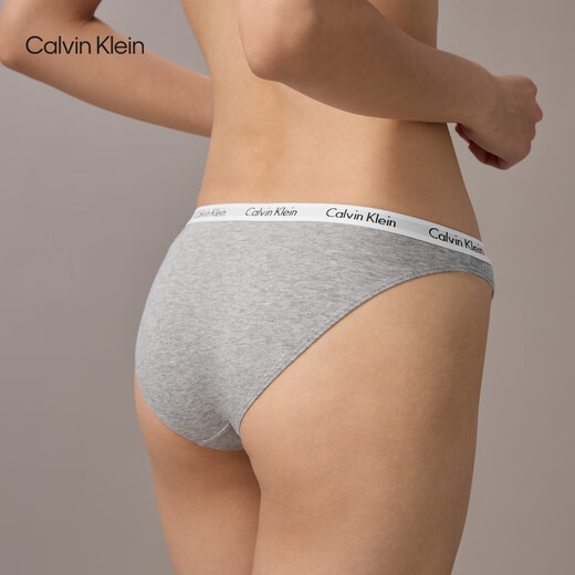 Calvin Klein sous-vêtements [Cadeau chinois de la Saint-Valentin] 25 Spring and Summer Women's CK Jacquard Taist Cotton Bikini Briefs D1618O P7A-COCOUT BLUE GRY 1 BRIPE M M
