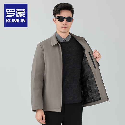 ROMON 90 goose down removable business down jacket executive jacket men's autumn and winter new thickened warm top jacket for men black lapel YR1999 removable goose down liner XL 130-150Jin Jin equals 0.5 kg