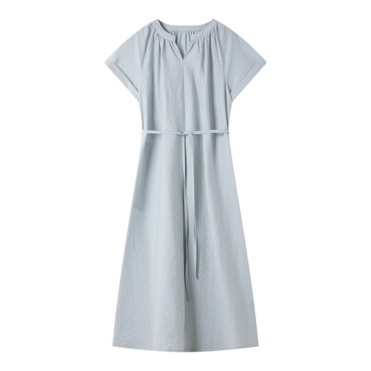 Vanciman Französisch V-Ausschnitt Kleid für Frauen im Sommer Neue Bund Schnürung Schlanker lässiger langer Rock hellblau l