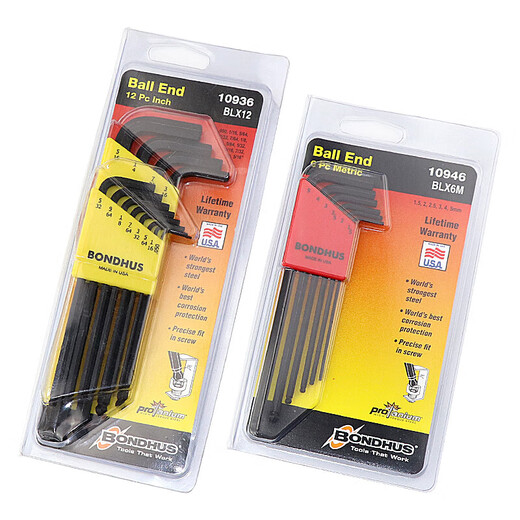 
BondHUS imported US male and English ball head hexagon wrench set flat head hexagon key screwdriver 12137 flat head 0.05-3/8'13 piece set