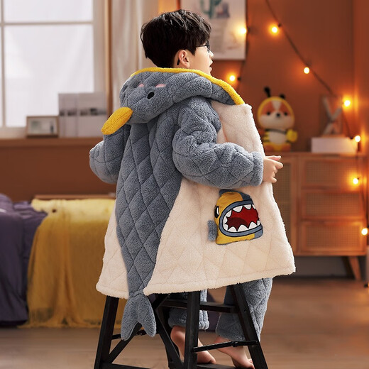 YouGang Children's Pyjamas Jungen im Herbst und Winter verdickte Koralle Samt dreischichtige Baumwolljacke Flanell Baby Home Kleidung LDR9922 Baumwoll Pikachu 120 cm (12 Größen empfohlene Höhe 115-125)