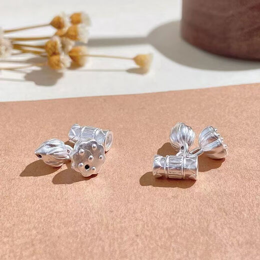 KZD Old Phoenix 999 sterling silver lotus seed lotus pendant diy accessories beaded bracelet two generations of joy pendant material one pack (free 2 5mm silver beads)