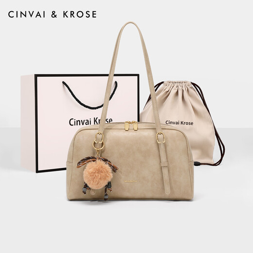 Cinvaikrose Retro Bowling Sac féminin 2025 Nouveau sac d'oreiller haut de gamme sac à main sac à main le sac d'anniversaire de sac féminin kaki [cadeaux à la petite amie, à la femme et aux filles]