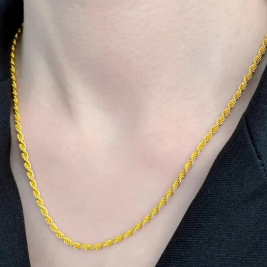 Zhou Ke Old Phoenix Gold Full Gold Gold Chain Women's Solid Clavicle Chain Twist Chain Fashion Versatile Plated Chain Gift 50cm Old Phoenix Necklace