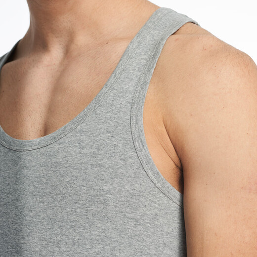 Three-pack two-piece pure cotton vest for men, ribbed elastic, lightweight, breathable, slim-fitting sports inner sleeveless vest, light hemp gray + light hemp gray XL
