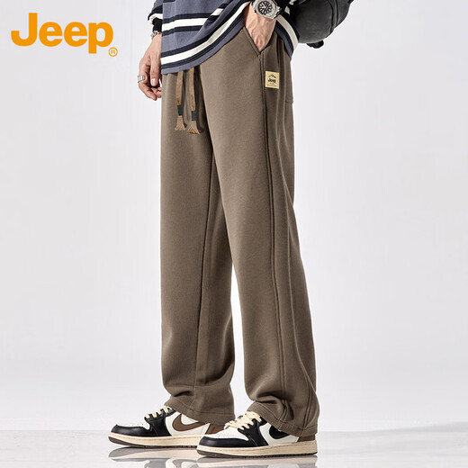 Jeep (JEEP) pants men's sweatpants autumn and winter wide-leg casual pants loose straight sports pants men's Khaki XL