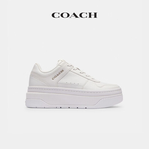 COACH New Year's gift, women's shoes, thick-soled sneakers, single shoes, retro, versatile, casual, comfortable and commuting, bright white 36