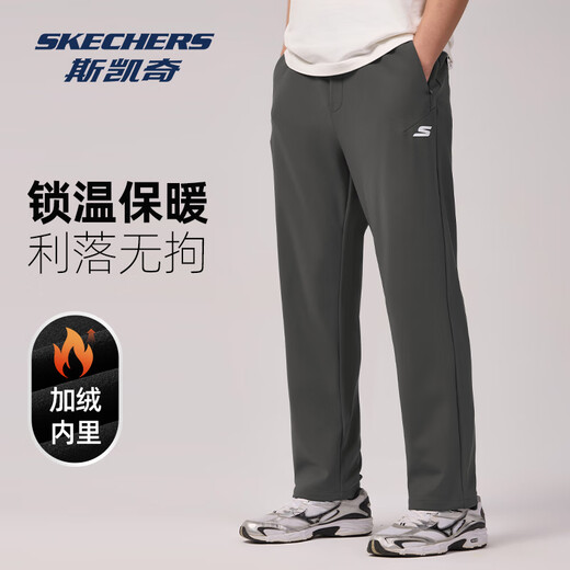 Skechers fleece casual pants for men 2025 winter new casual versatile warm trousers outdoor sports breathable straight pants