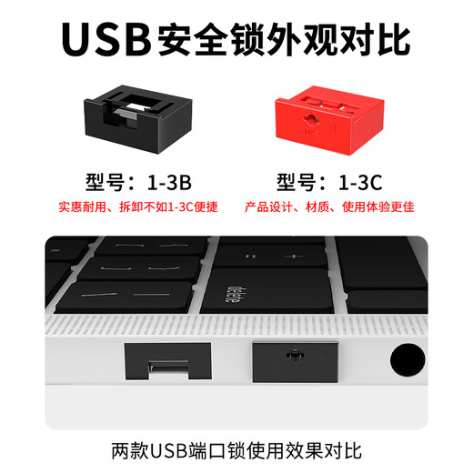 Weizhikong Enterprise USB Port Data USB Security Lock USB Dust Plug Mechanical Seal 1-3 USB Lock USB Blocker Black (100 pcs + 5 tools) USB in stock